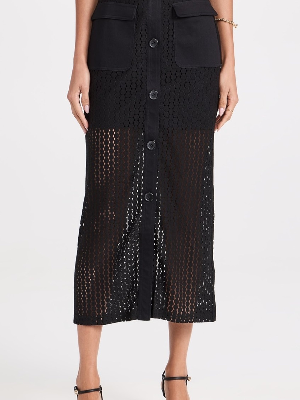 SOLID & STRIPED The Harper Lace Midi Skirt in Black Size XS - Like New - Picture 4 of 15